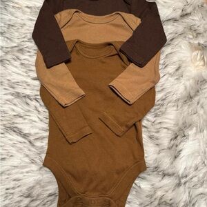 Old Navy Brown and Tan Bodysuit Trio